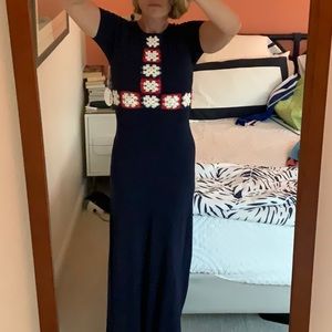 STAUD Plage Dress, NWT,  size M, navy with crochet around mid section.